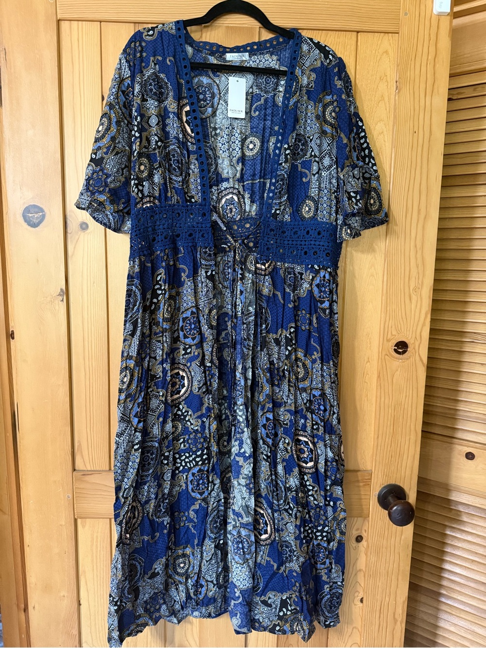 boho paisley lace-trim maxi kimono.